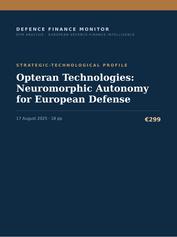 Cover of the DFM report “Opteran Technologies: Neuromorphic Autonomy for European Defense” — Strategic-Technological Profile, 18-page PDF