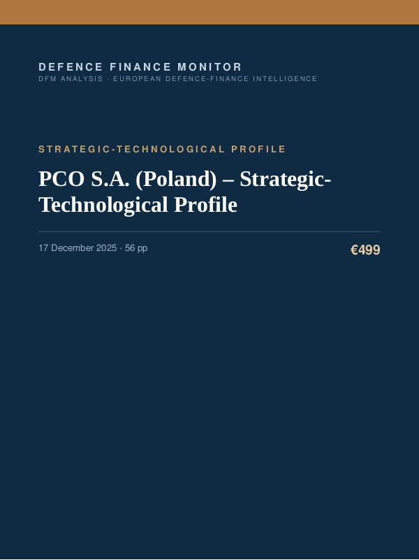 Cover of the DFM report “PCO S.A. (Poland) – Strategic-Technological Profile” — Strategic-Technological Profile, 56-page PDF