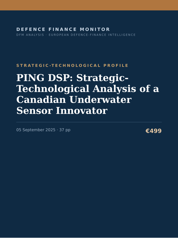 Cover of the DFM report “PING DSP: Strategic-Technological Analysis of a Canadian Underwater Sensor Innovator” — Strategic-Technological Profile, 37-page PDF