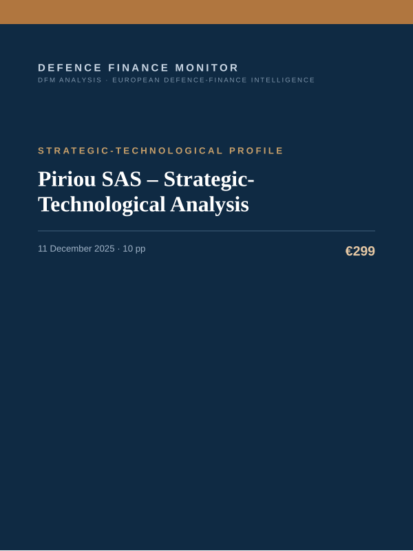 Cover of the DFM report “Piriou SAS – Strategic-Technological Analysis” — Strategic-Technological Profile, 10-page PDF