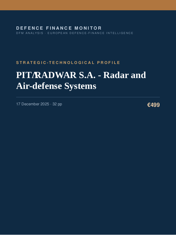 Cover of the DFM report “PIT‑RADWAR S.A. - Radar and Air-defense Systems” — Strategic-Technological Profile, 32-page PDF