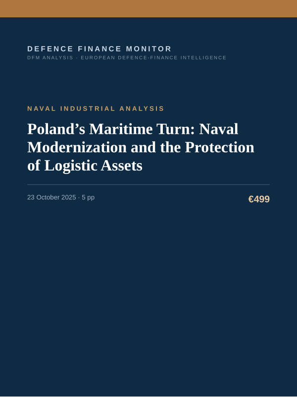 Cover of the DFM report “Poland’s Maritime Turn: Naval Modernization and the Protection of Logistic Assets” — Naval Industrial Analysis, 5-page PDF