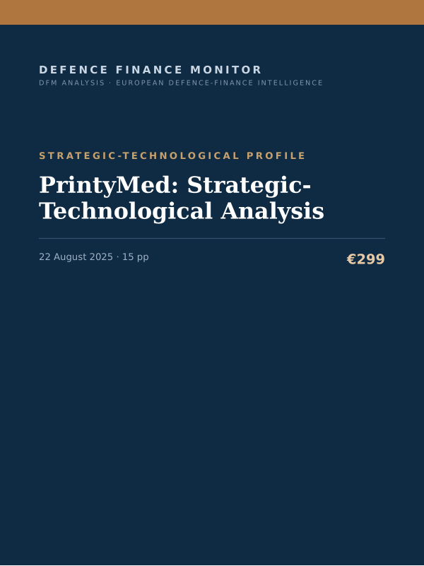 Cover of the DFM report “PrintyMed: Strategic-Technological Analysis” — Strategic-Technological Profile, 15-page PDF
