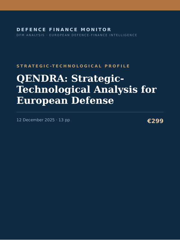 Cover of the DFM report “QENDRA: Strategic-Technological Analysis for European Defense” — Strategic-Technological Profile, 13-page PDF