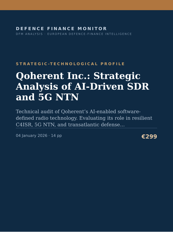 Cover of the DFM report “Qoherent Inc.: Strategic Analysis of AI-Driven SDR and 5G NTN” — Strategic-Technological Profile, 14-page PDF