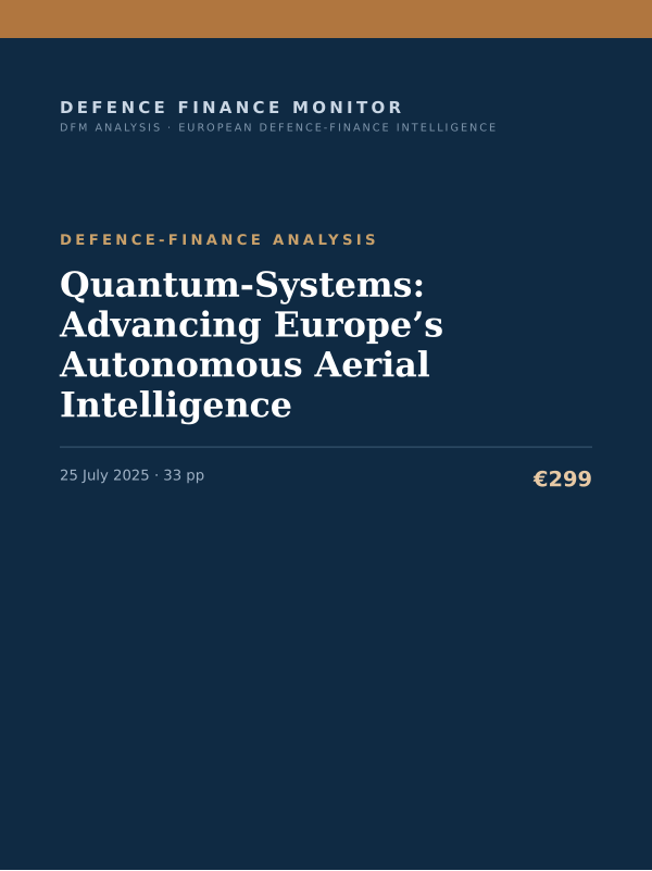 Cover of the DFM report “Quantum-Systems: Advancing Europe’s Autonomous Aerial Intelligence” — Defence-Finance Analysis, 33-page PDF