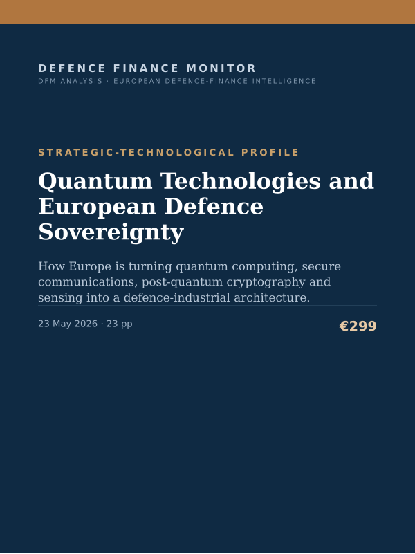 Cover of the DFM report “Quantum Technologies and European Defence Sovereignty” — Strategic-Technological Profile, 23-page PDF