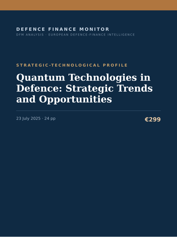 Cover of the DFM report “Quantum Technologies in Defence: Strategic Trends and Opportunities” — Strategic-Technological Profile, 24-page PDF