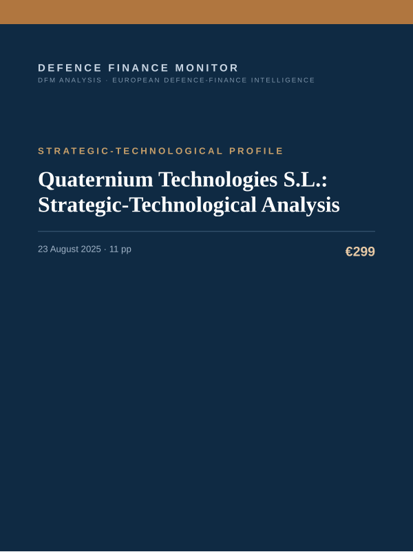 Cover of the DFM report “Quaternium Technologies S.L.: Strategic-Technological Analysis” — Strategic-Technological Profile, 11-page PDF