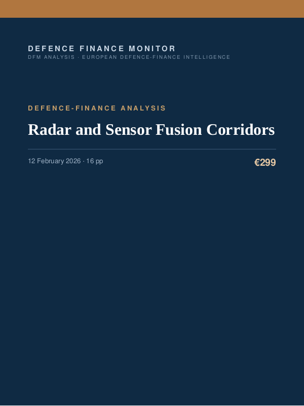 Cover of the DFM report “Radar and Sensor Fusion Corridors” — Defence-Finance Analysis, 16-page PDF