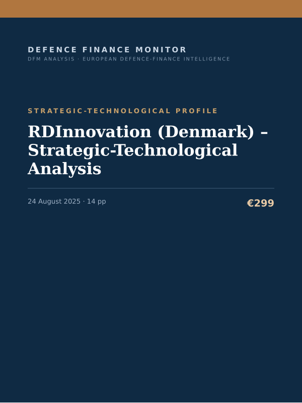 Cover of the DFM report “RDInnovation (Denmark) – Strategic-Technological Analysis” — Strategic-Technological Profile, 14-page PDF