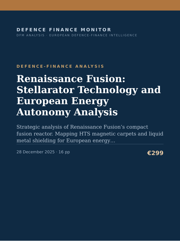 Cover of the DFM report “Renaissance Fusion: Stellarator Technology and European Energy Autonomy Analysis” — Defence-Finance Analysis, 16-page PDF
