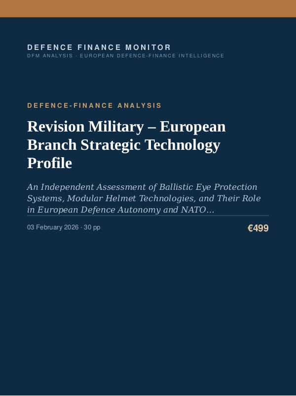 Cover of the DFM report “Revision Military – European Branch Strategic Technology Profile” — Defence-Finance Analysis, 30-page PDF