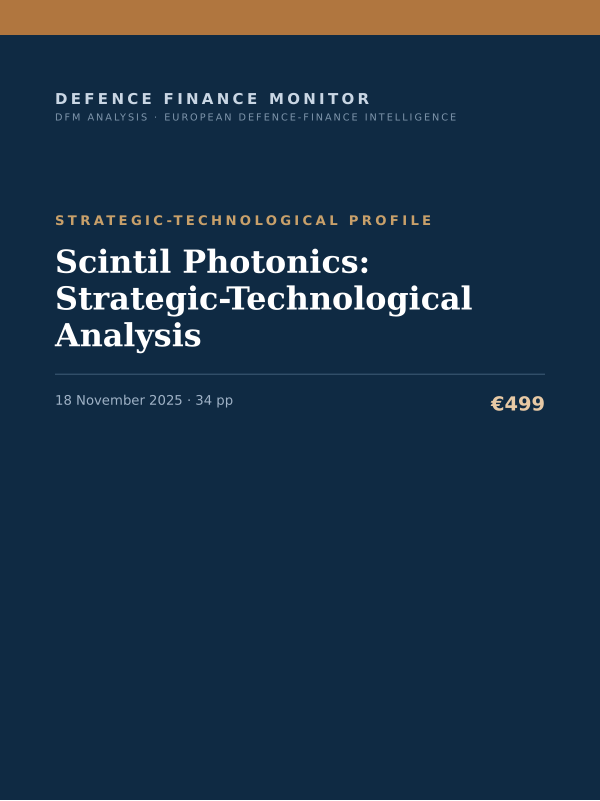 Cover of the DFM report “Scintil Photonics: Strategic-Technological Analysis” — Strategic-Technological Profile, 34-page PDF