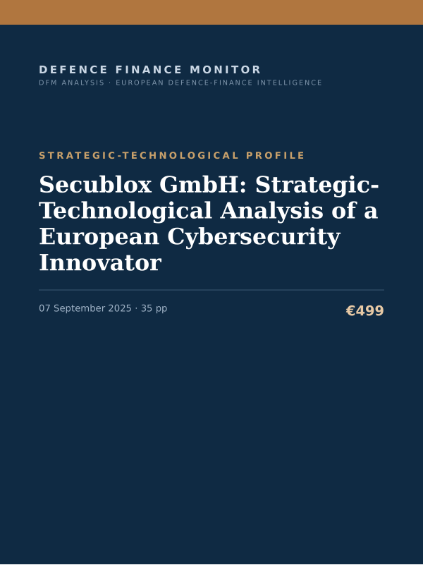 Cover of the DFM report “Secublox GmbH: Strategic-Technological Analysis of a European Cybersecurity Innovator” — Strategic-Technological Profile, 35-page PDF
