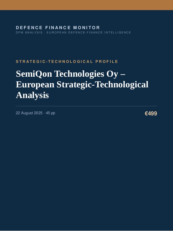 Cover of the DFM report “SemiQon Technologies Oy – European Strategic-Technological Analysis” — Strategic-Technological Profile, 45-page PDF