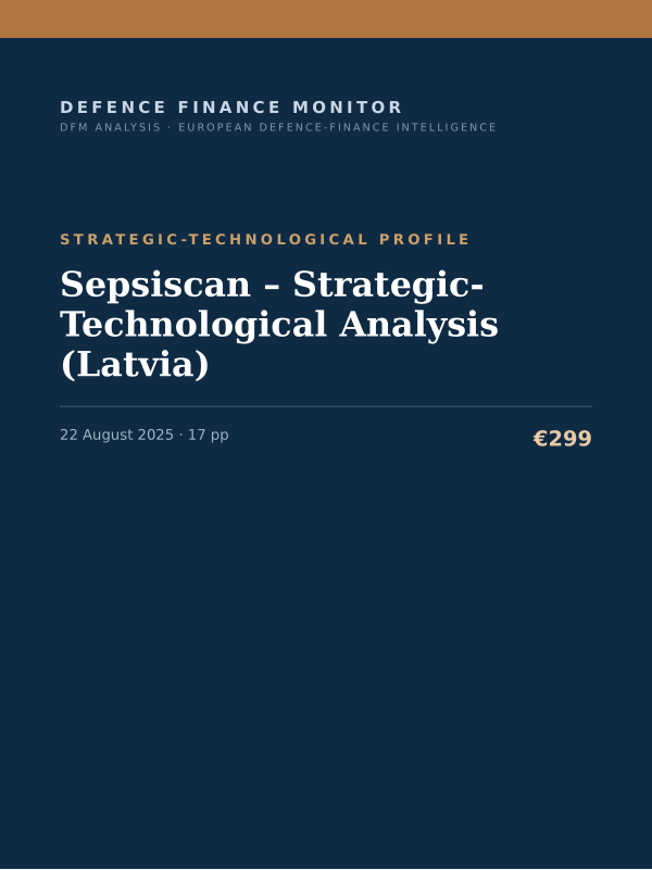 Cover of the DFM report “Sepsiscan – Strategic-Technological Analysis (Latvia)” — Strategic-Technological Profile, 17-page PDF