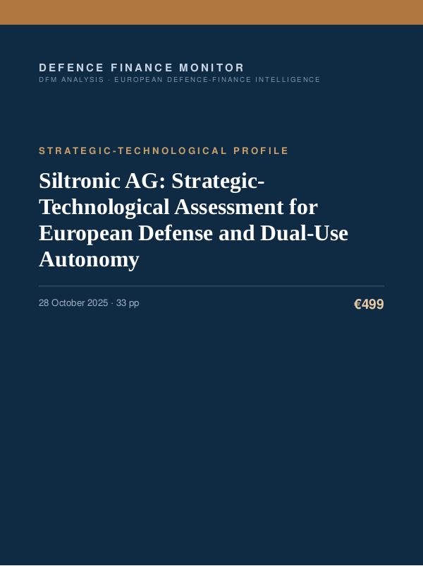 Cover of the DFM report “Siltronic AG: Strategic-Technological Assessment for European Defense and Dual-Use Autonomy” — Strategic-Technological Profile, 33-page PDF