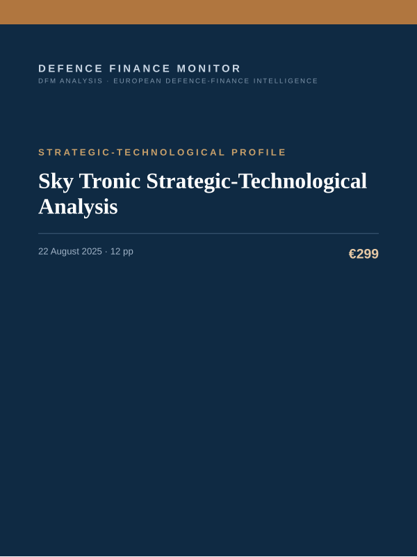 Cover of the DFM report “Sky Tronic Strategic-Technological Analysis” — Strategic-Technological Profile, 12-page PDF