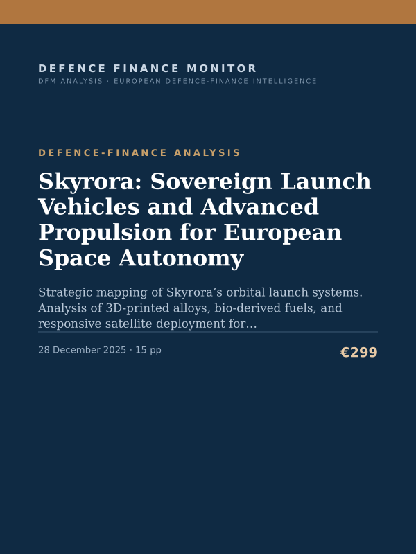 Cover of the DFM report “Skyrora: Sovereign Launch Vehicles and Advanced Propulsion for European Space Autonomy” — Defence-Finance Analysis, 15-page PDF