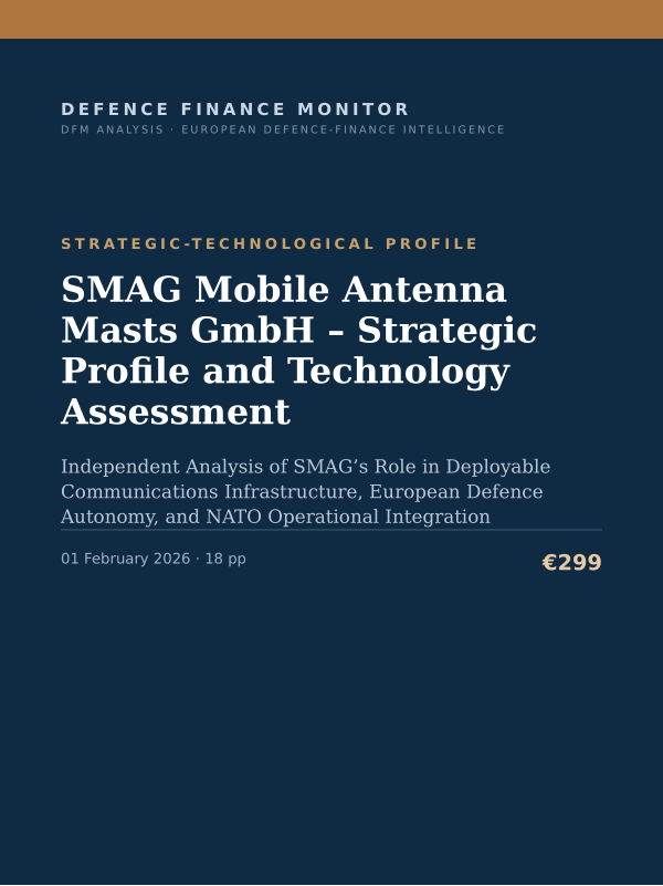 Cover of the DFM report “SMAG Mobile Antenna Masts GmbH – Strategic Profile and Technology Assessment” — Strategic-Technological Profile, 18-page PDF