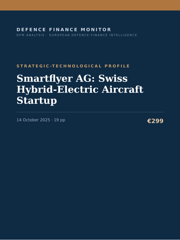 Cover of the DFM report “Smartflyer AG: Swiss Hybrid-Electric Aircraft Startup” — Strategic-Technological Profile, 19-page PDF