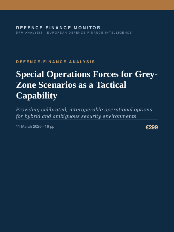 Cover of the DFM report “Special Operations Forces for Grey-Zone Scenarios as a Tactical Capability” — Defence-Finance Analysis, 19-page PDF
