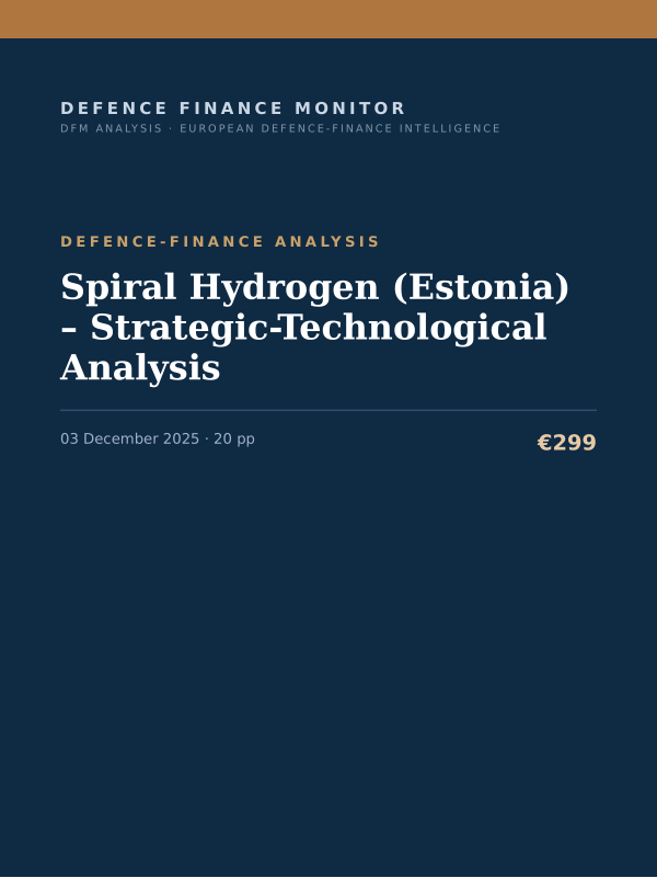Cover of the DFM report “Spiral Hydrogen (Estonia) – Strategic-Technological Analysis” — Defence-Finance Analysis, 20-page PDF