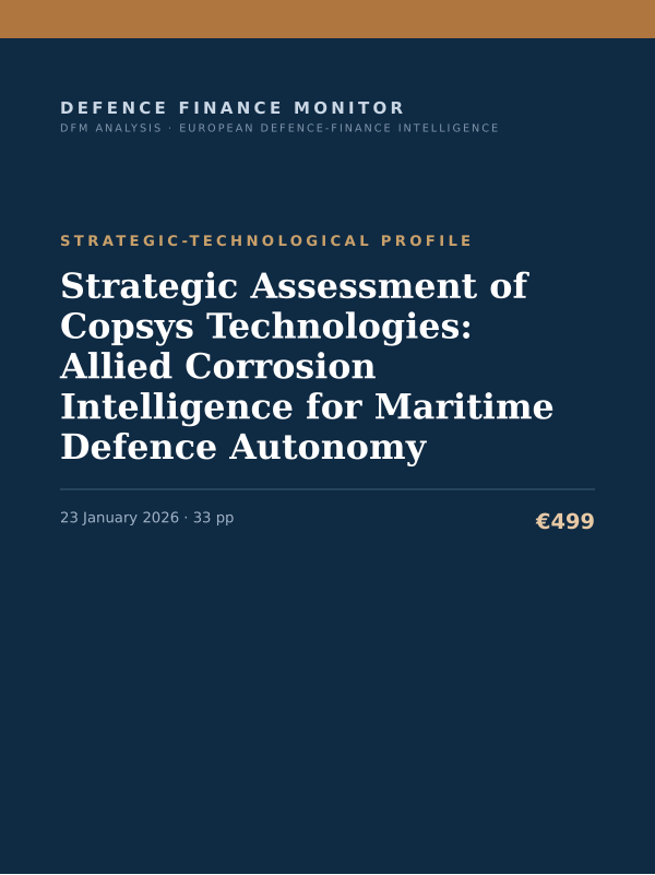 Cover of the DFM report “Strategic Assessment of Copsys Technologies: Allied Corrosion Intelligence for Maritime Defence Autonomy” — Strategic-Technological Profile, 33-page PDF