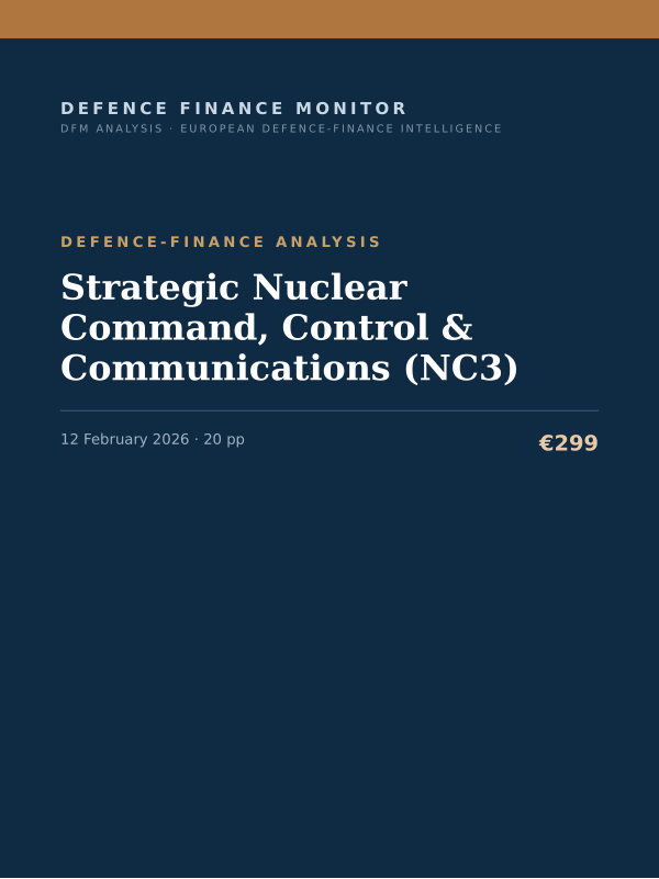 Cover of the DFM report “Strategic Nuclear Command, Control & Communications (NC3)” — Defence-Finance Analysis, 20-page PDF