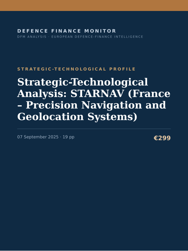 Cover of the DFM report “Strategic-Technological Analysis: STARNAV (France – Precision Navigation and Geolocation Systems)” — Strategic-Technological Profile, 19-page PDF