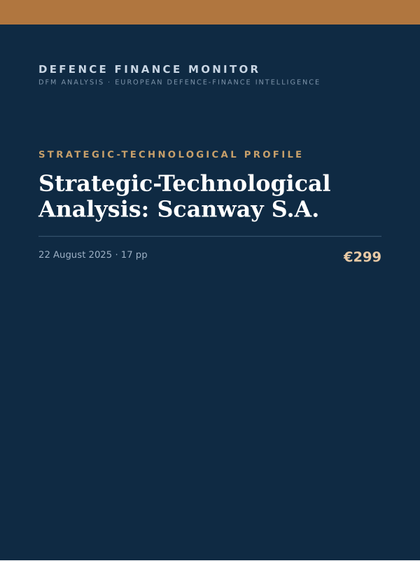 Cover of the DFM report “Strategic-Technological Analysis: Scanway S.A.” — Strategic-Technological Profile, 17-page PDF