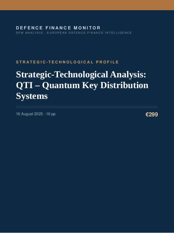 Cover of the DFM report “Strategic-Technological Analysis: QTI – Quantum Key Distribution Systems” — Strategic-Technological Profile, 16-page PDF