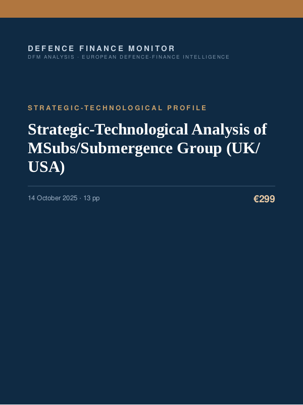 Cover of Strategic-Technological Analysis of MSubs/Submergence Group (UK/USA)