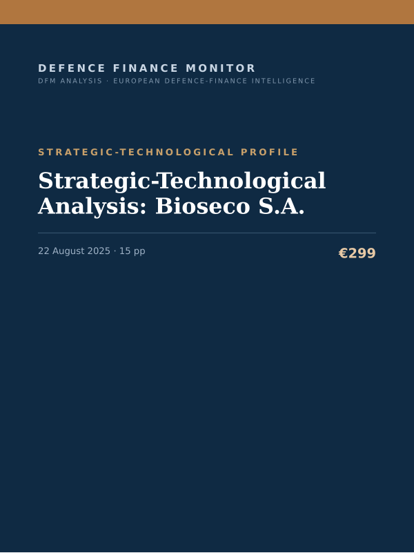 Cover of the DFM report “Strategic-Technological Analysis: Bioseco S.A.” — Strategic-Technological Profile, 15-page PDF