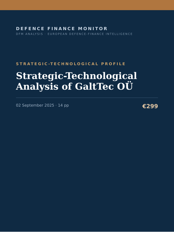 Cover of the DFM report “Strategic-Technological Analysis of GaltTec OÜ” — Strategic-Technological Profile, 14-page PDF