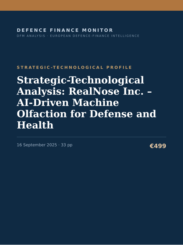 Cover of the DFM report “Strategic-Technological Analysis: RealNose Inc. – AI-Driven Machine Olfaction for Defense and Health” — Strategic-Technological Profile, 33-page PDF