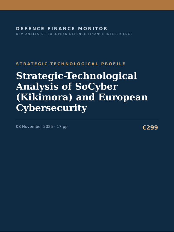 Cover of the DFM report “Strategic-Technological Analysis of SoCyber (Kikimora) and European Cybersecurity” — Strategic-Technological Profile, 17-page PDF