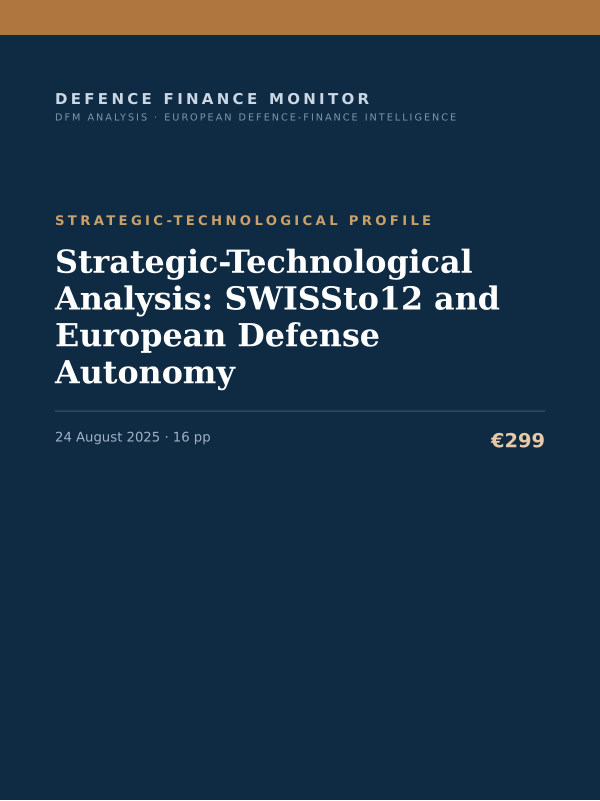 Cover of the DFM report “Strategic-Technological Analysis: SWISSto12 and European Defense Autonomy” — Strategic-Technological Profile, 16-page PDF