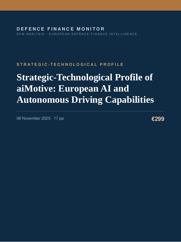 Cover of the DFM report “Strategic-Technological Profile of aiMotive: European AI and Autonomous Driving Capabilities” — Strategic-Technological Profile, 17-page PDF