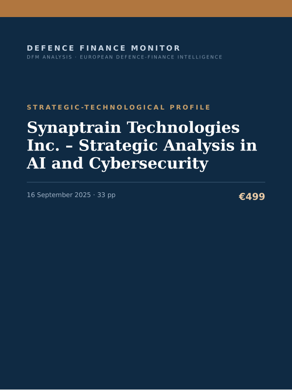 Cover of the DFM report “Synaptrain Technologies Inc. – Strategic Analysis in AI and Cybersecurity” — Strategic-Technological Profile, 33-page PDF