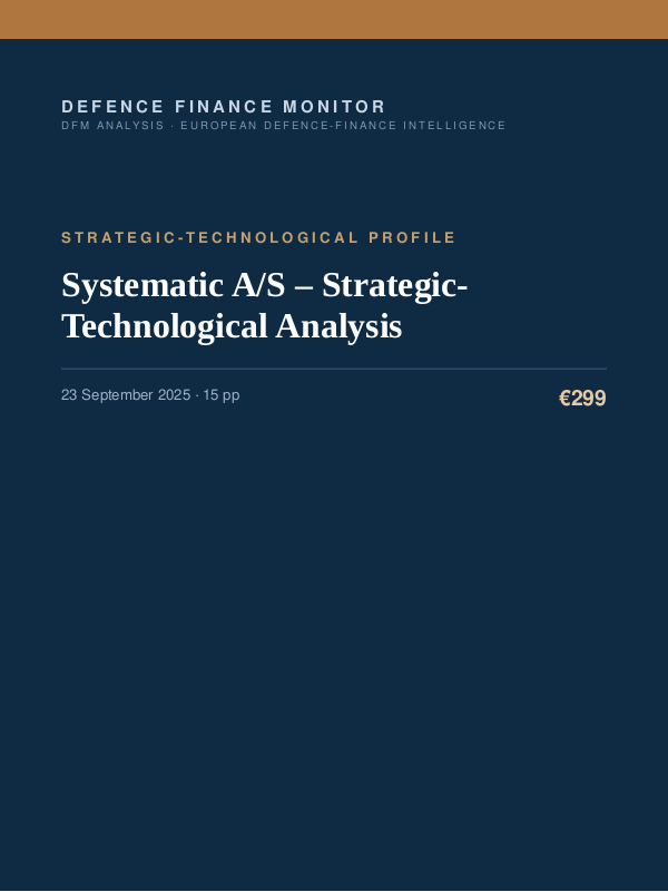 Cover of the DFM report “Systematic A/S – Strategic-Technological Analysis” — Strategic-Technological Profile, 15-page PDF