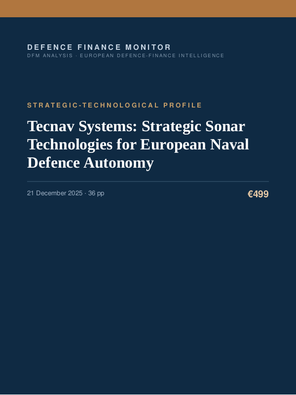 Cover of the DFM report “Tecnav Systems: Strategic Sonar Technologies for European Naval Defence Autonomy” — Strategic-Technological Profile, 36-page PDF