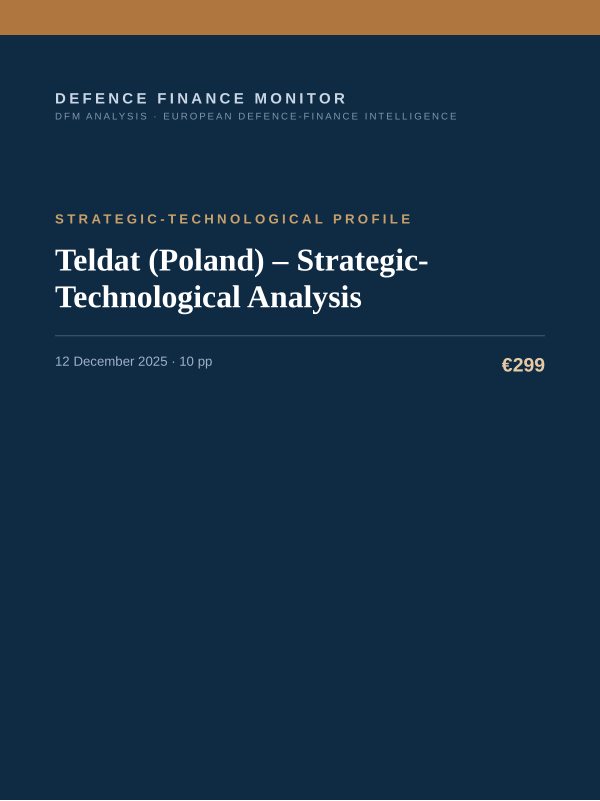 Cover of the DFM report “Teldat (Poland) – Strategic-Technological Analysis” — Strategic-Technological Profile, 10-page PDF