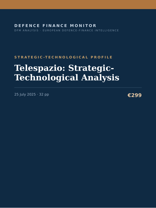 Cover of the DFM report “Telespazio: Strategic-Technological Analysis” — Strategic-Technological Profile, 32-page PDF