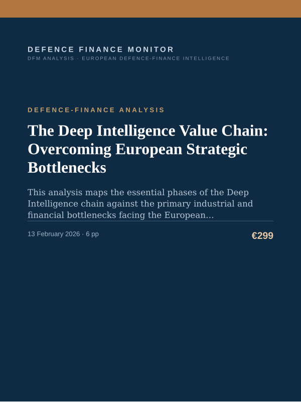 Cover of the DFM report “The Deep Intelligence Value Chain: Overcoming European Strategic Bottlenecks” — Defence-Finance Analysis, 6-page PDF