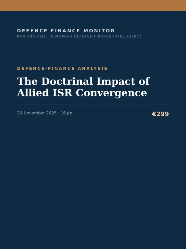 Cover of the DFM report “The Doctrinal Impact of Allied ISR Convergence” — Defence-Finance Analysis, 16-page PDF