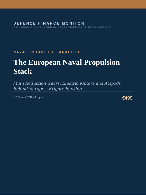 Cover of the DFM report “The European Naval Propulsion Stack” — Naval Industrial Analysis, 18-page PDF