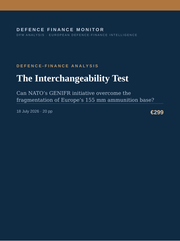 Cover of the DFM report “The Interchangeability Test” — Defence-Finance Analysis, 20-page PDF