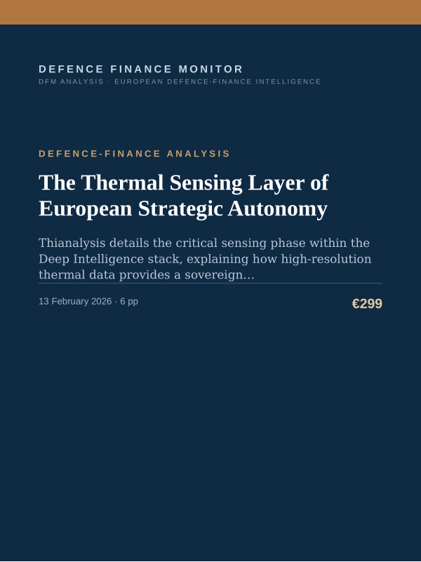 Cover of the DFM report “The Thermal Sensing Layer of European Strategic Autonomy” — Defence-Finance Analysis, 6-page PDF
